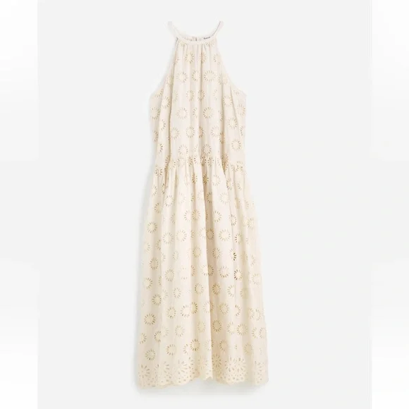 Madewell Aubriella Dress Embroidered Drop-Waist Maxi Dress Floral Eyelet XS NEW - Picture 6 of 14